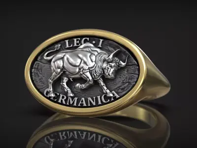 Roman Legion Germanica Buffalo Bull Antique Ring 3D print model
