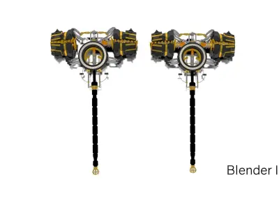 Steampunk War Hammer Low-poly 3D model