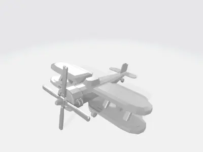 Vintage propeller plane Low-poly 3D model