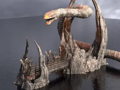 Ancient stone Snake cliffs bridges 3D model