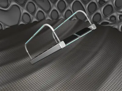 Sci-Fi Stairs - 19 - Silver Blue Neon Light Version Low-poly 3D model