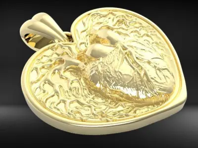 Human Heart pendant with bail  3D print model