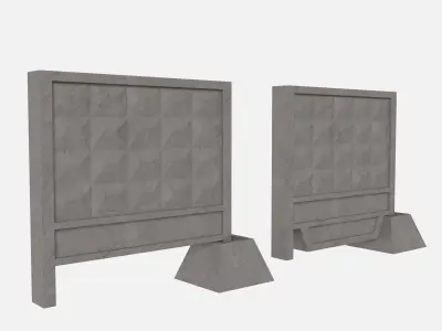 Concrete Fence 2 types Low-poly 3D model