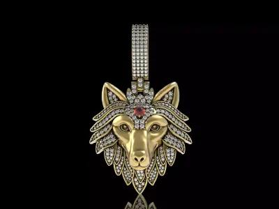 Wolf Diamond Pendant 3D print model