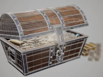 Stylized Gold Chest Low-poly 3D model