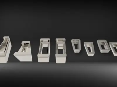 Various Baguette Heads Findings Earrings nose rings styles 3D print model