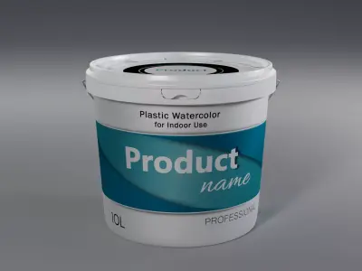 Plastic Paint Bucket  3D PBR Model with Safety Lid  3D model