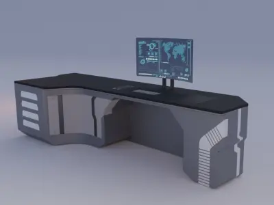 SCI-FI Desk Free low-poly 3D model