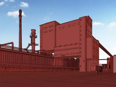 Modern factory - oil refinery - power plant 3D model