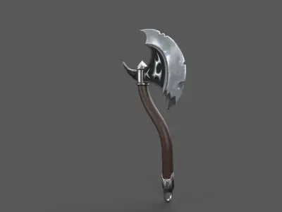 Fantazy Fight Axe Melee Weapon Low-poly 3D model