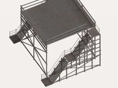 Metal pipe high platform Low-poly 3D model