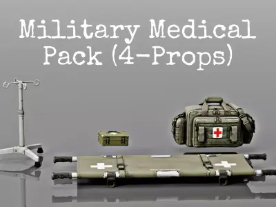 Military Medical Emergency Props Pack Low-poly 3D model