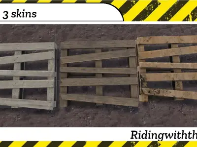 damaged wooden pallet Low-poly 3D model