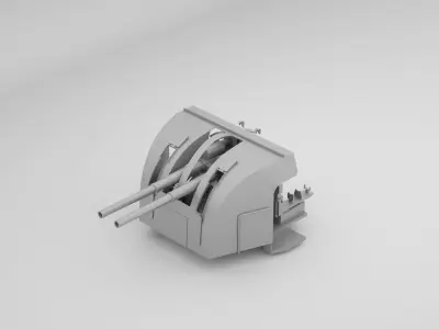 Bofors QF Twin 4 inch 102mm Naval Gun Mk XVI 3D model