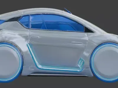 Futuristic Sci-Fi Compact Car 3D Model Low-poly 3D model