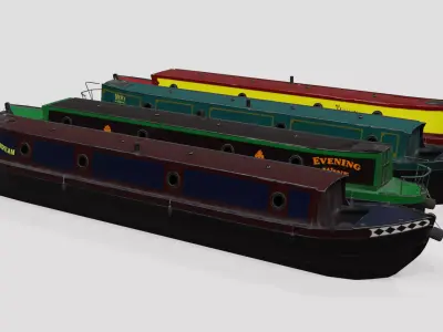 Narrowboat british narrowboats Low-poly 3D model
