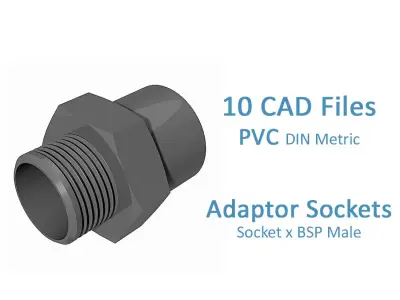 PVC Adaptor Sockets - Socket x BSP Male Free 3D model