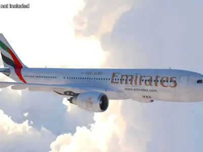 Emirates Airline Commercial Aircraft Airbus A330-200 Rigged for Maya 3D model