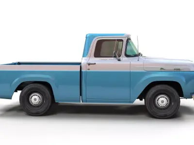 1958 American pickup truck Low-poly 3D model