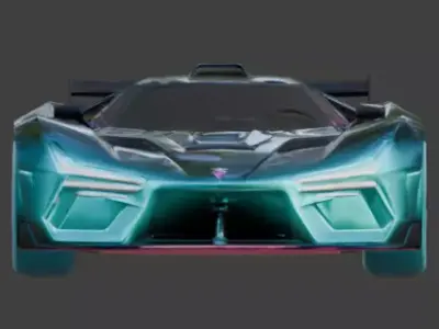 Sci-Fi Cyberpunk Neon Hypercar Low-poly 3D model