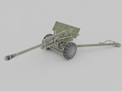 ZIS-3 76-mm divisional gun Low-poly 3D model