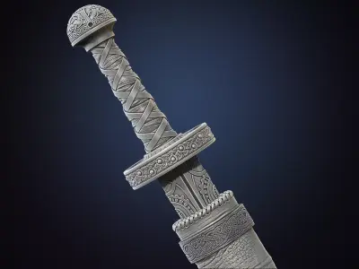 Viking style two-handed sword Hofand holy sword high model 3D model