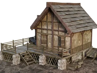 Old House Medieval 17 PBR 4K GameReady Low-poly 3D model