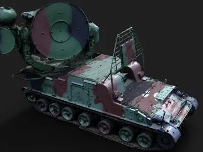 military radar vehicle tank PBR photogrammetry Low-poly 3D model