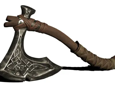 Stylized axe Low-poly 3D model 3