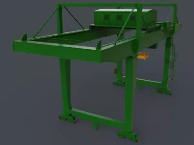 PBR Rail Mounted Gantry Crane RMG V2 - Green Low-poly 3D model