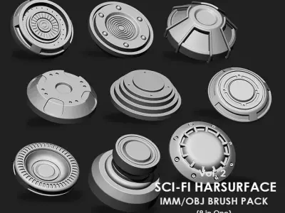 Sci-fi Hardsurface IMM Brush Pack 9 in One vol 2 3D model