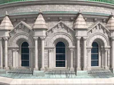  Neo-Byzantine Style Basilica with Stone Facade Green 