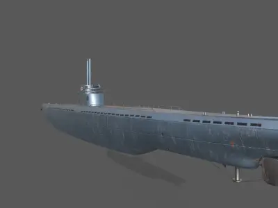 German U Boat Low-poly 3D model