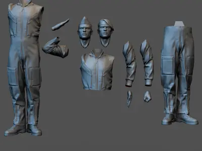 Fighter pilot saluting 3D print model