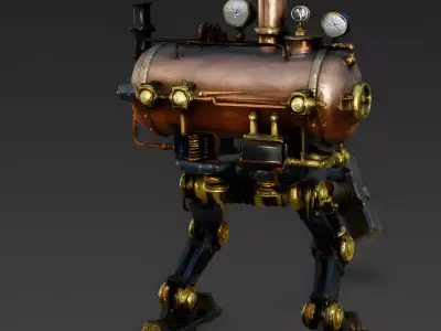 Copper Boiler Steam Walker 3D Model Low-poly 3D model