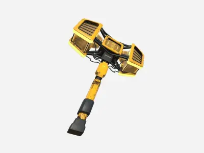 SciFi War Hammer A08 Yellow - Sci Fi Weapon Design Low-poly 3D model
