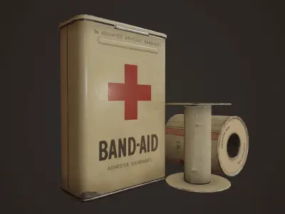 Vintage First Aid Kit - PBR Game Ready Low-poly 3D model