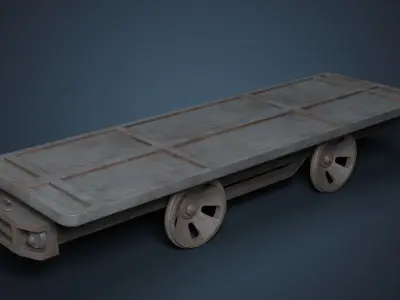 Railroad Platform and Cistern Low-poly 3D model