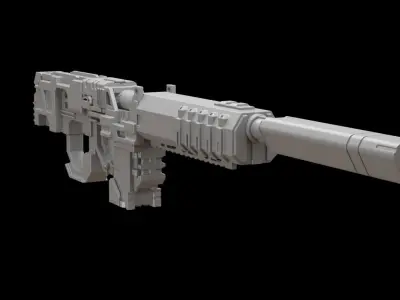 Mecha hard surface assault rifle 3D model get