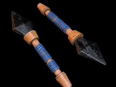 Stylized Stone Dagger primitive stone lowpoly melee weapon asset Low-poly 3D model