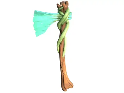 Game-Ready Stylized Fantasy Nature Axe Low-poly 3D model