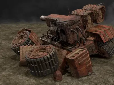UGV Concept-3-Abandoned Low-poly 3D model