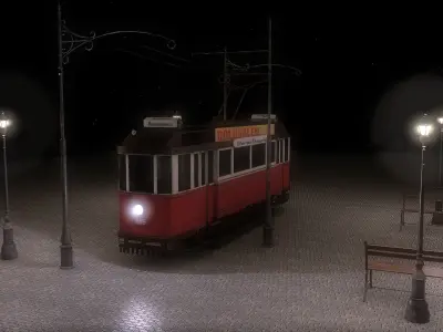 Old Train Low-poly 3D model
