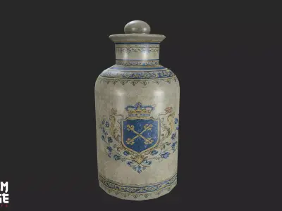 Heraldic Antique Ceramic Pot Low-poly 3D model