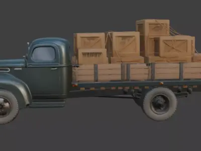 Vintage Cargo Truck 3D Model 3D model