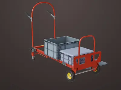 Convertible Hand Truck Red All PBR Unity UE Low-poly 3D model