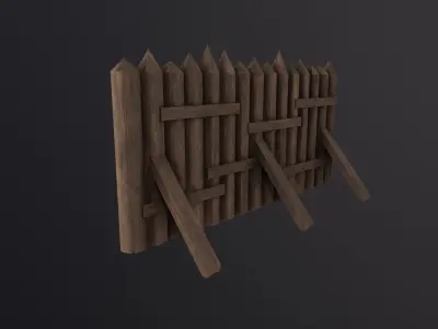 Wooden Palisade 3D Model Low-poly 3D model