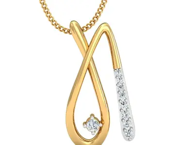 Pendant 3dm STL FBX OBJ Render Details nadiya diamond in gold 3D print model