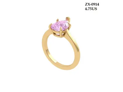 Pear Solitaire Ring 3D print model 3