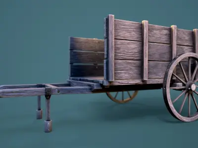 Old Wooden Cart Low-poly 3D model order